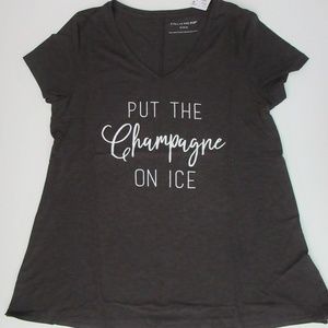 Pea in the Pod Maternity Short Sleeve Tee Put Champagne on Ice T-shirt NWT